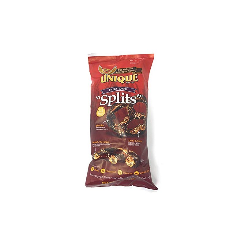 Unique Extra Dark Pretzel Splits, 11 Oz. Bag (Four -