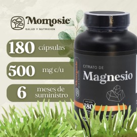 Citrato De Magnesio Puro | 180 Cápsulas De 500 Mg | Magnesium Citrate | Momosie