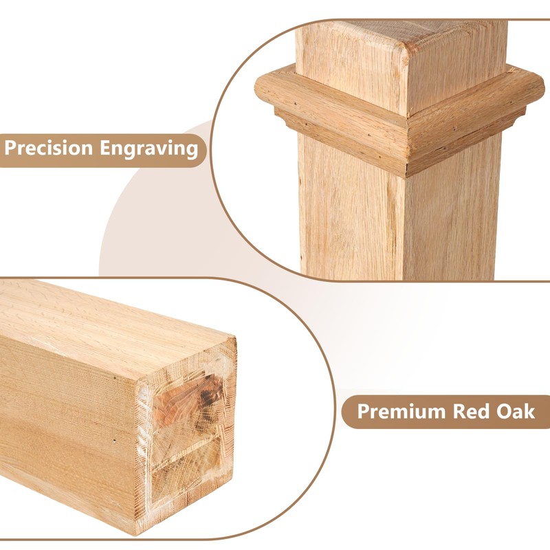 1 Pcs 48 Inch Red Oak Newel Post for Staircase