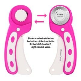 45mm Rotary Cutter with 7pcs Extra Blades, AGPtEK Rotary Cutters with Safety Lock, Fits Fiskars, Olfa, Truecut, Martelli & More, Perfect for Quilting Scrapbooking Sewing Arts Crafts (Pink)