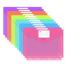 muhogxio Document Folder A4 for Filing - Pack of 12 Document Folders for Documents Organising with Binder Holes and Label Pocket Waterproof (6 Colours)