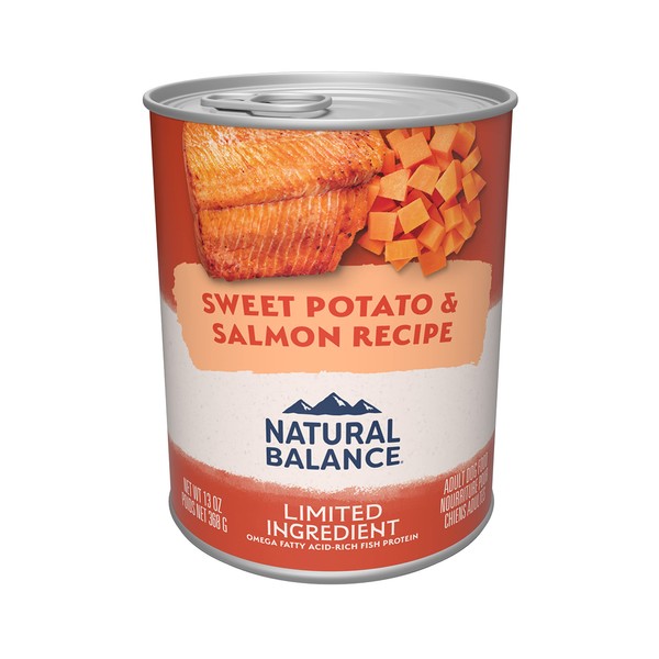 Natural Balance Limited Ingredient Adult Grain-Free Wet Canned Dog Food, Sweet Potato & Salmon Recipe, 13 Ounce (Pack of 12)