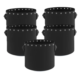 Molgoc 2 Gallon Plant Grow Bags 5-Packs with Holes,Thichkened Non-Woven Aeration Fabric Pots with Handles - Reinforced Weight Capacity