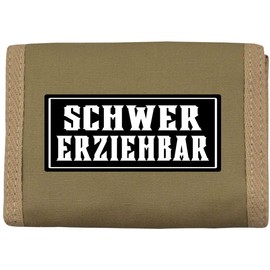 Spaß Kostet Purse with Sew-On Sayings, Hard to Educate, olive