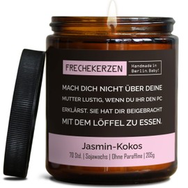 Lustige Duftkerze mit Spruch für Mama | Handgemacht aus Sojawachs | In Geschenkbox | Nachhaltiges Valentinsgeschenk | Geschenkidee Geburtstag Mutter, Beste Mama zum Muttertag |Jasmin-Kokos