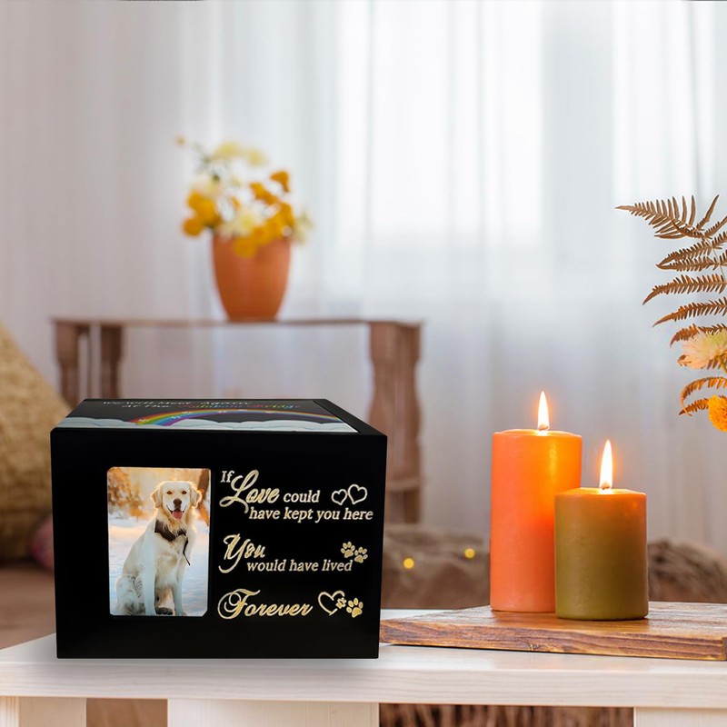 Sofunii Pet Urn for Ashes, Solid Wood Memorial Urn for