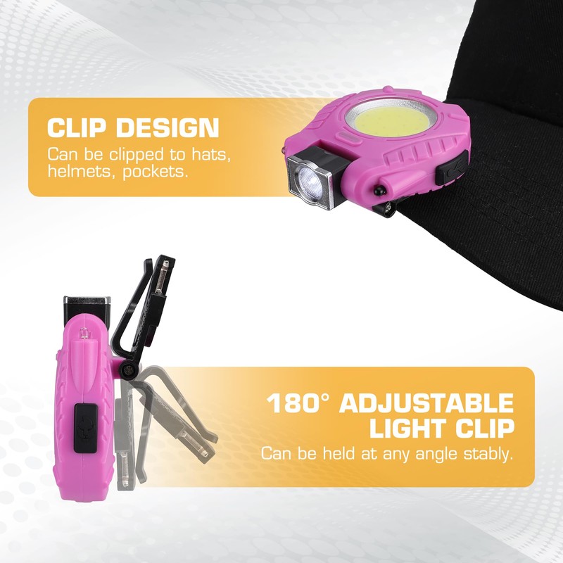 EverBrite 2 Pack COB Keychain Work Light, Mini Rechargeable Magnetic