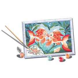 Ravensburger CreArt: Pesci innamorati – Dipingere con i Numeri per Bambini 9+ Anni, Kit Pittura con Tavole, Cornice, Pennello e Colori Inclusi, 25 x 18,30 cm, Idee Regalo