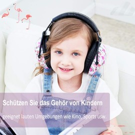 ZOHAN 030 Children's Hearing Protection, Noise Protection Headphones Children with Autism, Passive Capsule Ear Protection for Primary School Students, Adjustable Earmuffs for Concert - Flamingo
