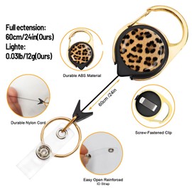 BLOCIT ID Badge Reel Holder, Golden Retractable Badge Holders Heavy Duty with Clip for Student Teacher Nurses Doctor Office （Animal Leopard）