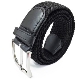 Glamexx24 Unisex Elastic Fabric Belt Braided Stretch Belt Stretchy Belt for Men and Women, black