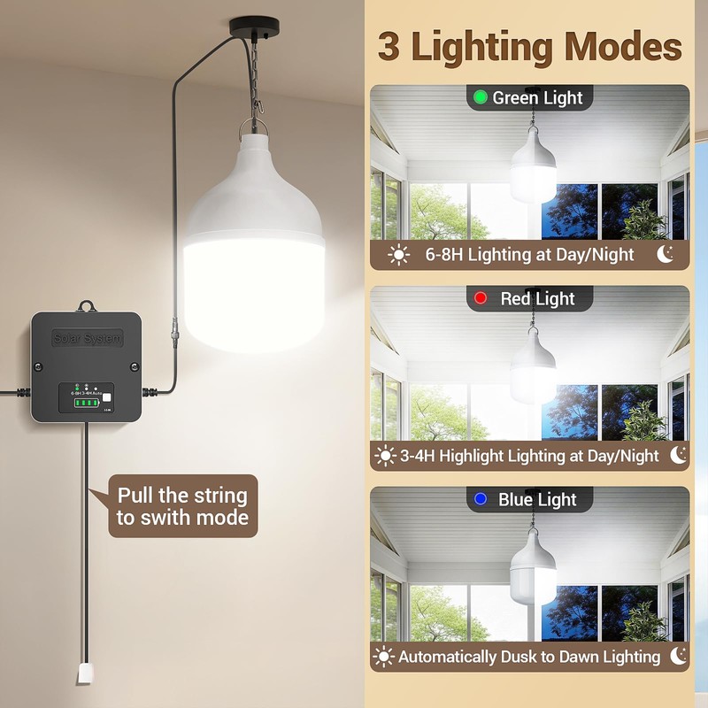 Solar Shed Light Indoor Outdoor, 6500K Daytime Available Pendant Light