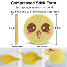 Facial Sponge Compressed,60 Pieces Professional Makeup Removal Round Face Wash Sponges PVA Spa Pads Exfoliating Cleansing for Women,Yellow,Green