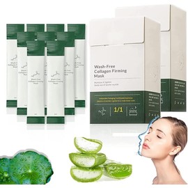 Bluemega Máscara Nocturna Colágeno Reafirmante Antienvejecimiento, Verde 20 Máscaras, Hidratante, Sin Lavado, Portátil, Para Mujeres y Hombres,Apto para todo tipo de piel