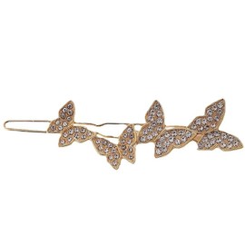 Vintage Crystal Hair Clip Rhinestone Butterfly Hair Barrette Clip Crystal Butterfly Hairpin Clip Crystal Head Clip Decorative Headwear Hair Accessories for Women Headdress (Golden, One size)