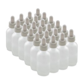 The Bottle Depot - 2 oz Glass Dropper Bottle (White) - 24 Pack - Clear Frosted - Tincture Bottles With Dropper