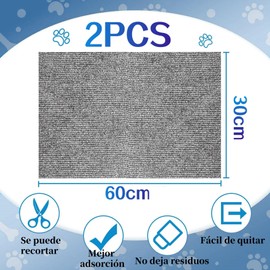 SUFFIC 2 Pcs Tapetes Rascadores para Gatos,Tapete Autoadhesivo Recortable para Rascar Gatos,Climbing Cat Scratcher,Protector de Muebles para Rascar Gatos 30 × 60cm (Gris Claro)