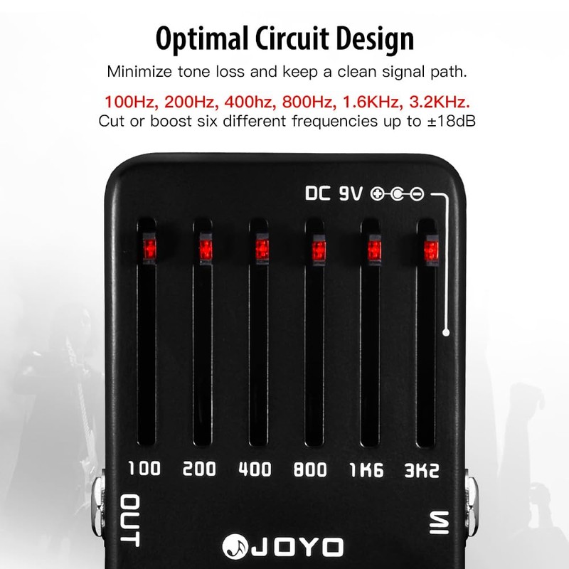 JOYO 6-Band EQ Pedal Electric Guitar Equalizer (100Hz 200Hz 400Hz