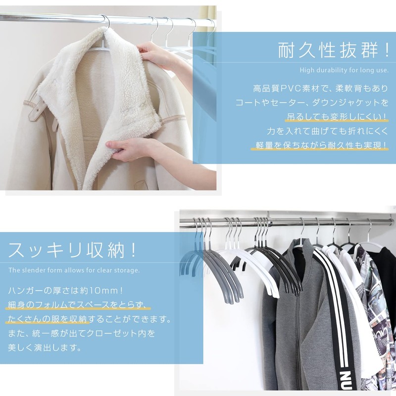 ROROPOCO Non Slip Hangers, Set of 10, Non Slip Laundry