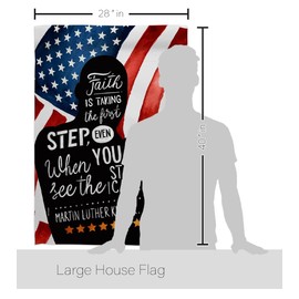 Breeze Decor Faith is Taking MLK House Flag Dowel Set Patriotic Martin Luther King Day Civil Right Stars United State American Decoration Banner Small Garden Yard Gift Double-Sided, Made in USA