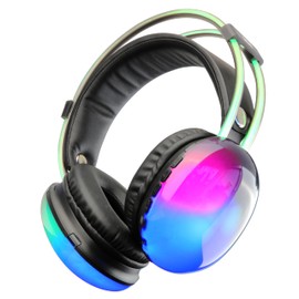 Laser RGB Wireless Bluetooth Headphones, RGB Lighting, 6 Hrs Playtime, Adjustable Headband - Supports AUX & Micro SD, USB C Charging - Compatible with Smartphone, Tablet, Laptop, MP3 Player