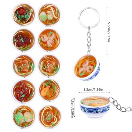 10 Pcs Food Keychain, Mini Simulation Food Keychain Artificial Fake Noodle Bowl Pendant Keyring Creative Cute Delicious Food Keychain Kitchen Accessories School Bag Key Pendant Keychain Ornaments