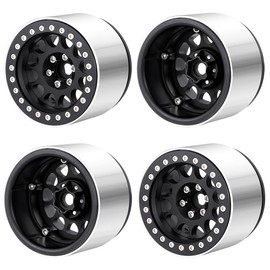 MORLORDY 4Pcs 2.2" RC Wheels 45mm Beadlock Wheels Rims for Axial Wraith RR10 SCX10 Capra 90046 90048 D90 CC01 TRX4 TRX6 Redcat Gen8 1/10 RC Crawlers(Black)