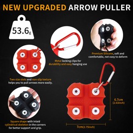 SPG Arrow Puller Archery with Metal Belt Clip, Square Shape Archery Arrow Puller Gripper Target Remover Tool for Target Practice (2 Packs (1 Black + 1 RED))
