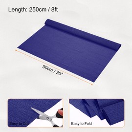 Rebower Crepe Paper Sheets, 50cm Wide 250cm Long Crepe Paper Roll Deep Blue Crepe Paper, [for Paper Flowers Making DIY Gift Wrapping Paper Crafts Party Streamers Deco]
