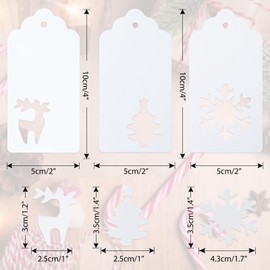 jijAcraft Christmas Gift Tags, 150Pcs Christmas Tags with String, Blank Xmas Gift Tags, White Paper Hollow Christmas Trees, Rudolph and Snowflake Shapes Gift Tags for Christmas Presents, DIY Craft