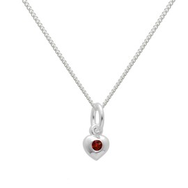 Sterling Silver & Garnet CZ January Birthstone Crystal Heart Necklace 16 – 55,8 cm