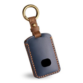 OLLEN Screws-Free Premium Leather Key Fob Cover, Fit for Mazda 3 Hatchback CX-5 CX-9 CX-12 CX-30 CX-50 MX-5, Fit for Miata 2019-2025~, Key Holder Protector, Blue