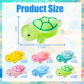 Zamety Pack of 60 Mini Luminous Turtle Resin, Small Turtles Figures, Mini Animals Figures, Small Figures Mini Turtles, Mini Animals Turtle Decoration, for Pot Decoration, Garden, Aquarium
