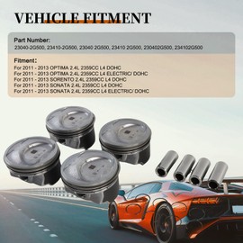VeloBoost 23040-2G500 4pcs Engine Piston Set Fits for 2011-2013 Optima Sorento 2.4L, for 2011 2012 2013 Sonata Engine Aftermarket Parts Replace OE 23410-2G500
