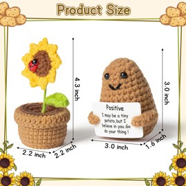 Bambebe Positive Doll, Mini Plush Figures, Funny Positive Potato Doll, Mini Funny Positive Doll Flowers Pot, Creative Knitting Wool, Pocket Hug, Motivational Gifts