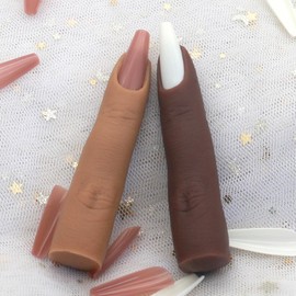 Silicone Fake Finger to Practice Fake Nails, Soft Silicone Practice Fingers for Acrylic Nails, Bendable Fake Training Finger Flexible Nail Practice Fingers for DIY Nails(Color 6)