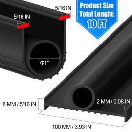 ToLanbbt Garage Door Bottom Rubber Seals 10 FT Garage Door Weather Stripping Kit Seal Strip Replacement with 5/16" T Ends & 2 End Plugs, Universal U+O Ring Weatherproof Rubber Bottom Seal, Black