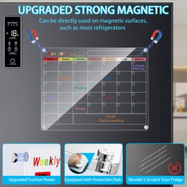 Acrylic Magnetic Calendar for Refrigerator, 2 Pack 25x33cm/10 x13 Clear Fridge Calendar, Dry Erase Planning Boards, Monthly Planner and Weekly Planner