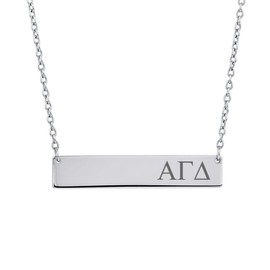 Alpha Gamma Delta Horizontal Sorority Bar Necklace Greek Sorority Letters Stainless Steel (17)