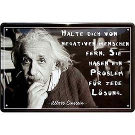 schilderkreis24 Tin Sign Funny Albert Einstein Saying Quote Decoration Gift Idea Birthday Christmas 20 x 30 cm (C - Negative People)