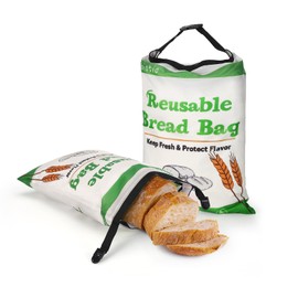 iobiotio 2 Pack Reusable Bread Bags with Zipper & Clip, Fresh Keeping Extra Large Bread Bags - Washable Freezer Safe Storage for Homemade Bread, Sourdough & Baked Goods，Food Container