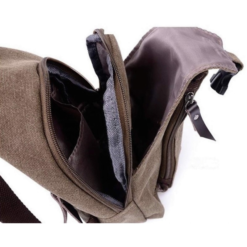 Donally Women's Canvas Body Bag, Shoulder Bag, Zipper, coffee