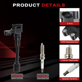 Autodevil UF736 Ignition Coil Pack Iridium Spark Plugs Set of 3 Compatible with 2014-2021 Ford Replacement for CM5Z12029C, CM5Z12029B, GN10635