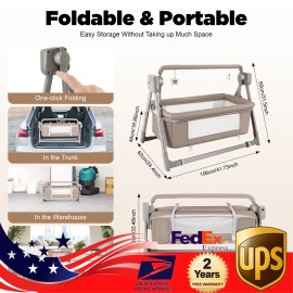 Baby Bassinet Bedside Sleeper w/ Mosquito Net Portable Crib for Newborns