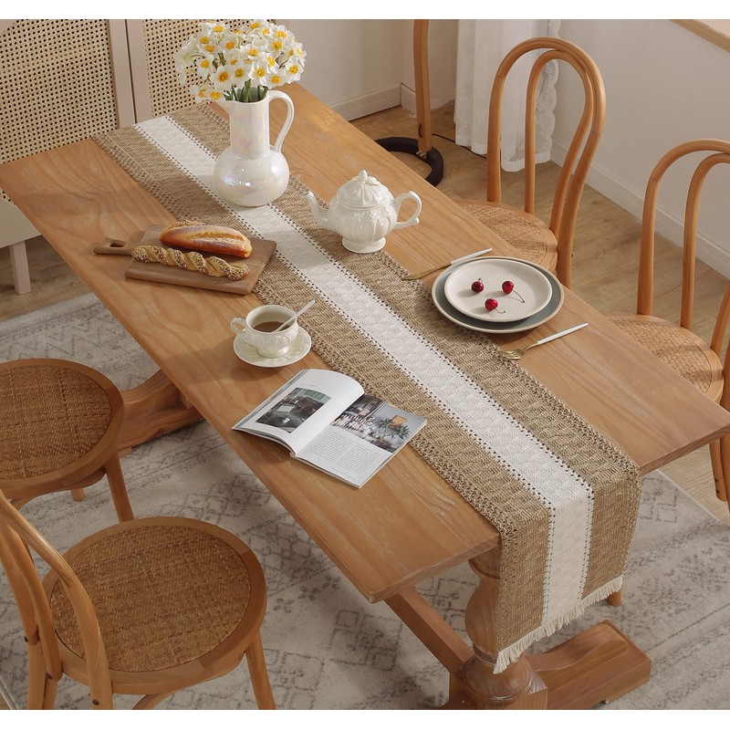 Macrame Table Runners Farmhouse Style Lace Boho Table Runner and