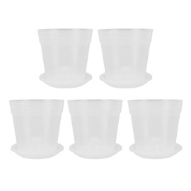 5 Stück Orchideentöpfe mit Löchern, Untersetzer, Transparente Plastik Pflanzentopf-Set für Zuhause und Garten (Durchmesser 140 mm / 5,5 Zoll)