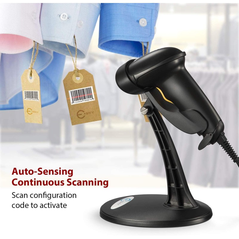 Barcode Scanner with Stand, 2 Pack Wired Handheld Bar Code
