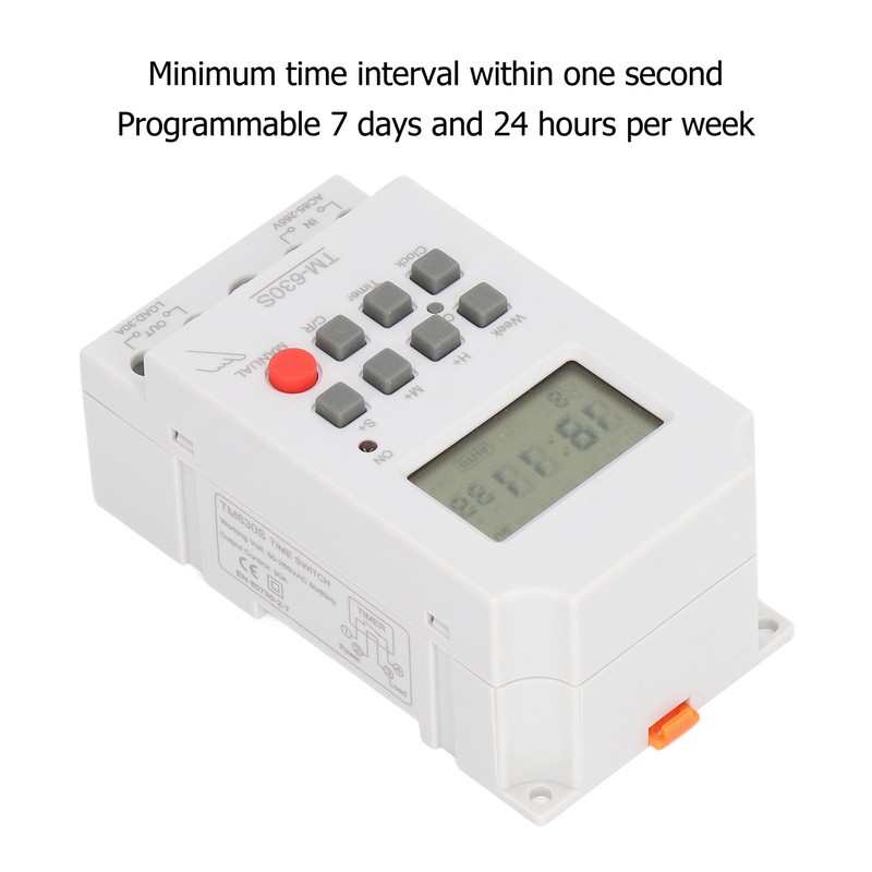 Second Setting Digital Timer Switch ABS 7 Day Programmable Memory