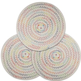Lifaith Potholders Set Trivets Set 100% Pure Cotton Thread Weave Hot Pot Holders Set (Set of 3) Hot Pads, Hot Mats, Stylish Coasters, Spoon Rest for Bakingand Cooking, Diameter 7 Inches (White)