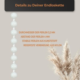 KLEMMFLEX Chain for Roller Blind with Chain Hoist, Replacement Operating Chain, Operating Length: 160 cm, Colour: White, 3.2 x 4 mm, Chain for Venetian Blind, Roman Blind, Slat Curtain, Double Roller